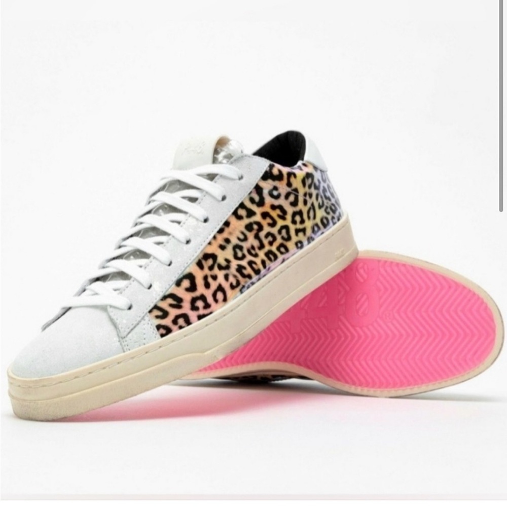 NIB P448 Jack Leopard Hologram Sneakers Multi Color Sz 36